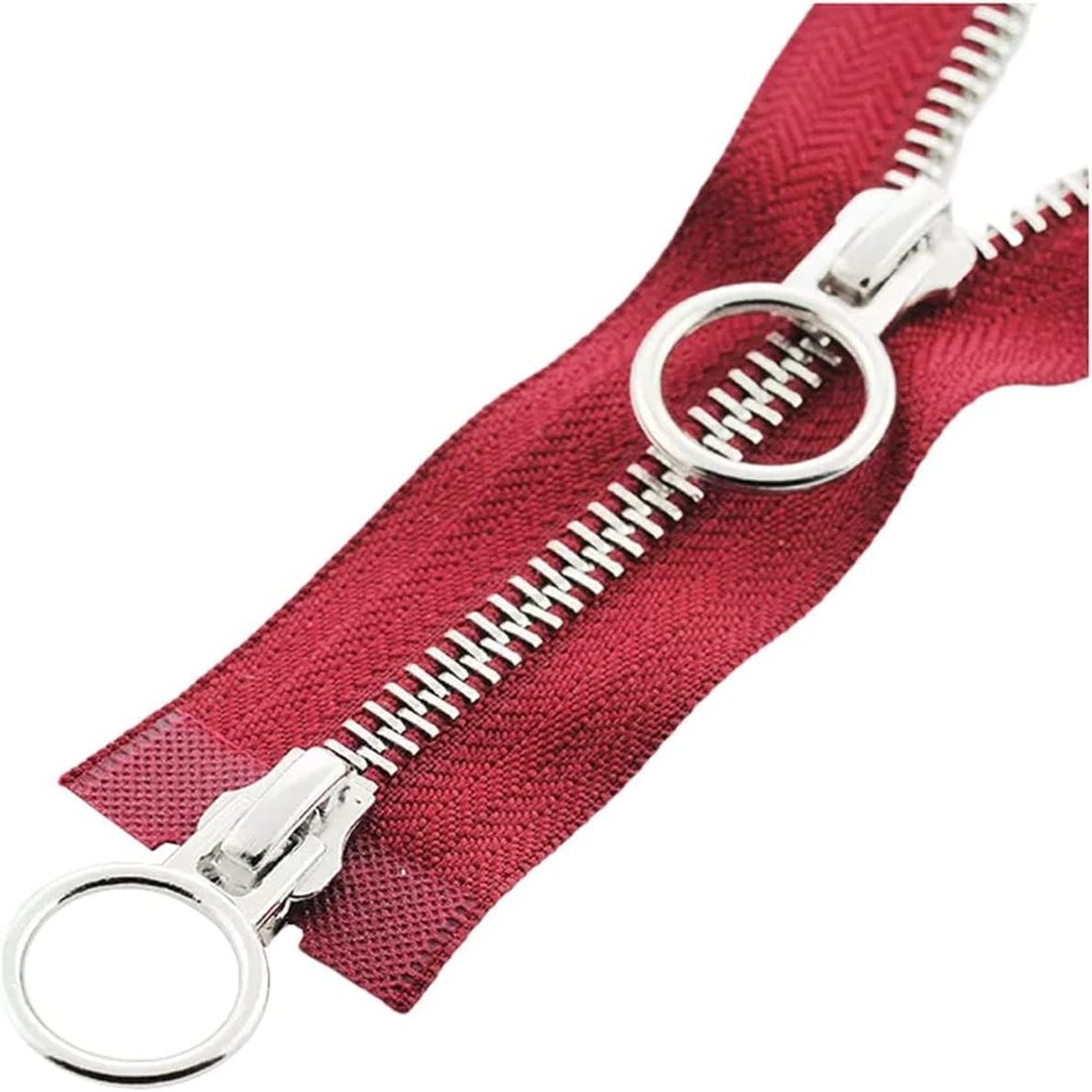 5# Double-Slider Open-End Metal Zipper, 60–150 cm