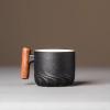 Scizorito 70.9 g Ceramic Espresso Cups with Wooden Handles, Chinese Kung Fu Tea Cups, Coffee Cups, Set of 4 (Black) view 4