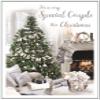 Christmas Card for a Couple, Decorative Tree and Fireplace, Artistic Festive Design, Special Finishes, Made in Great Britain view 1