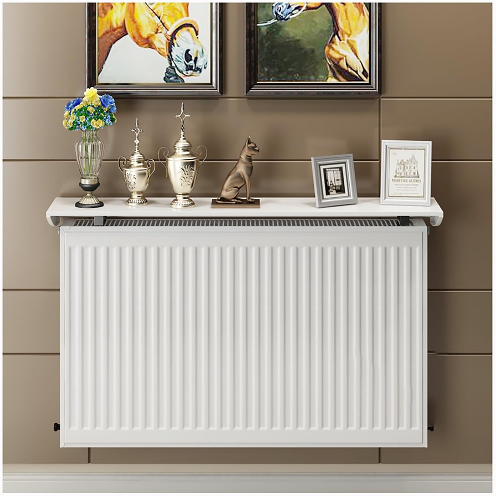 Indoor Radiator Shelf, No Drilling Required, White Aluminum