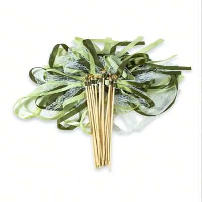 Wedding Ribbon Magic Wands, 50 Pieces, Green
