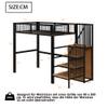 Dolaman Metal Loft Bed 90 x 200 cm with Small Cabinet, 180 cm High, Black view 2