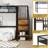 Dolaman Metal Loft Bed 90 x 200 cm with Small Cabinet, 180 cm High, Black view 3