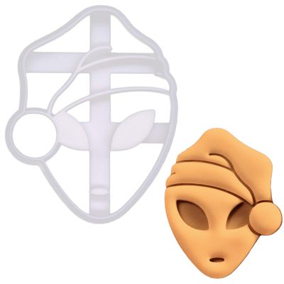 BAKERLOGY Christmas Alien Cookie Cutter with Santa Hat