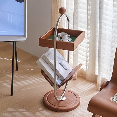 LXWKAI 2-Tier Solid Wood Side Table, Mid-Century Modern Nightstand
