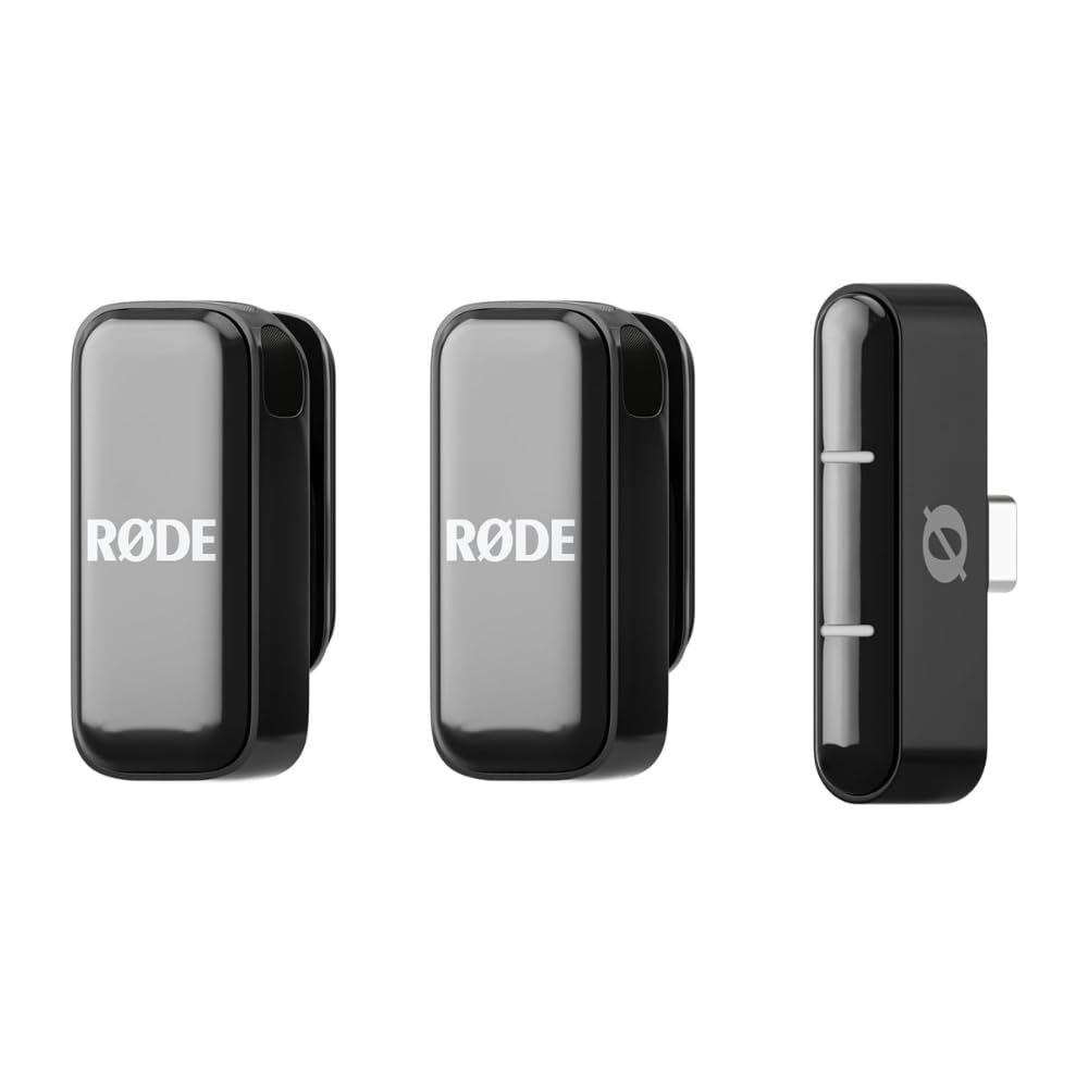 RØDE Wireless Micro – Compact Wireless Microphone System with Two Microphones and Charging Case for Smartphone Content Creation, USB-C, Black