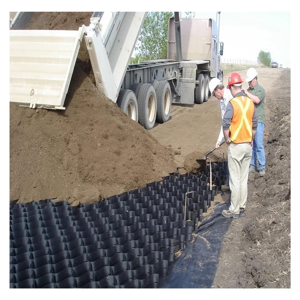 High-Load, Foldable Honeycomb Ground Grid for Slope and Soil Stabilization, Gravel and Permeable Paving, 10 cm Height