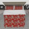 3-Piece Red Flower Fields and Fun Skulls Duvet Cover Set view 1