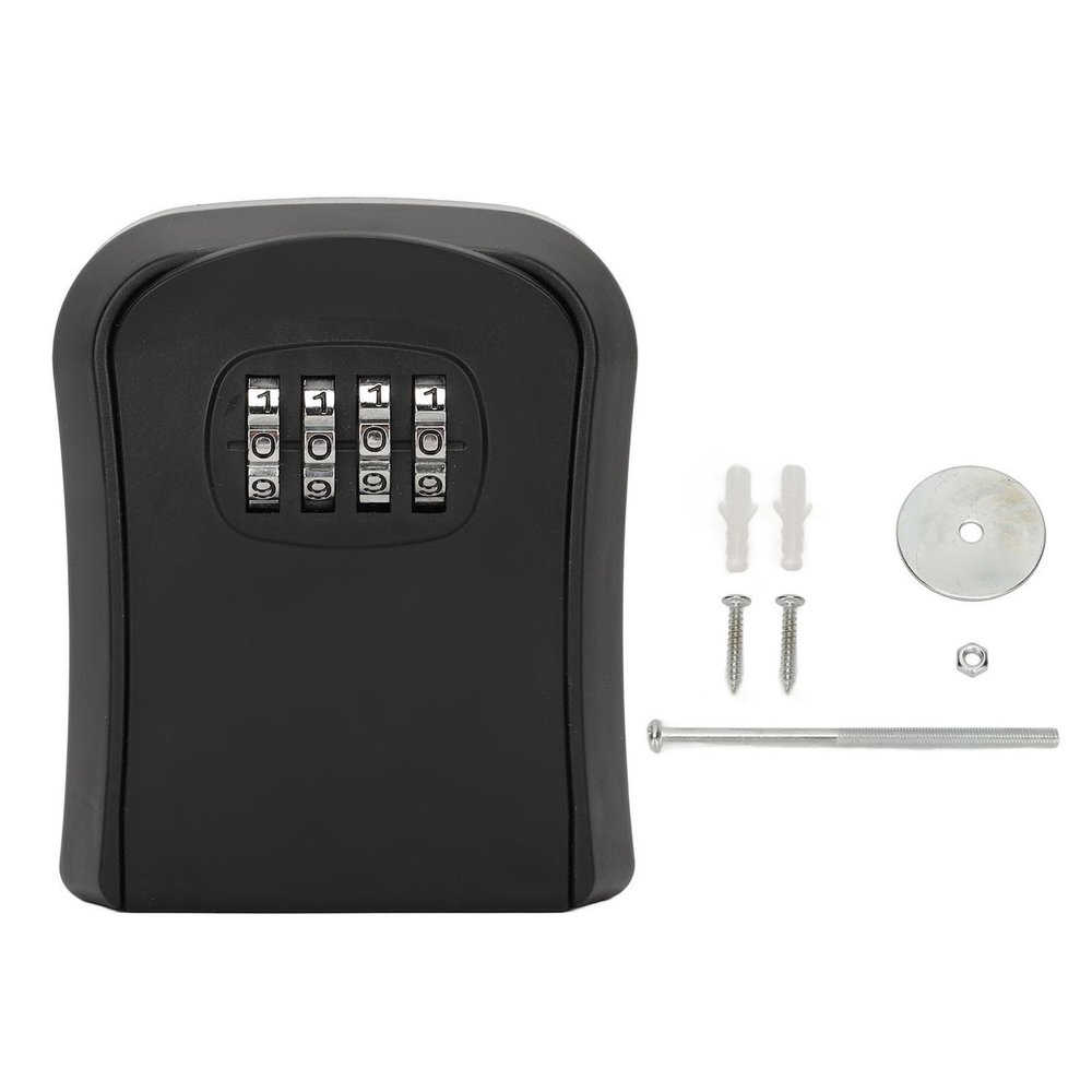 NDNCZDHC Key Lock Box with Code, Waterproof, 4-Digit, Holds 5 Keys, Wall-Mounted, Black