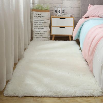 YUANWAN Shaggy Rug, Modern Soft Plush Rug, 70 x 350 cm, Non-Slip, White