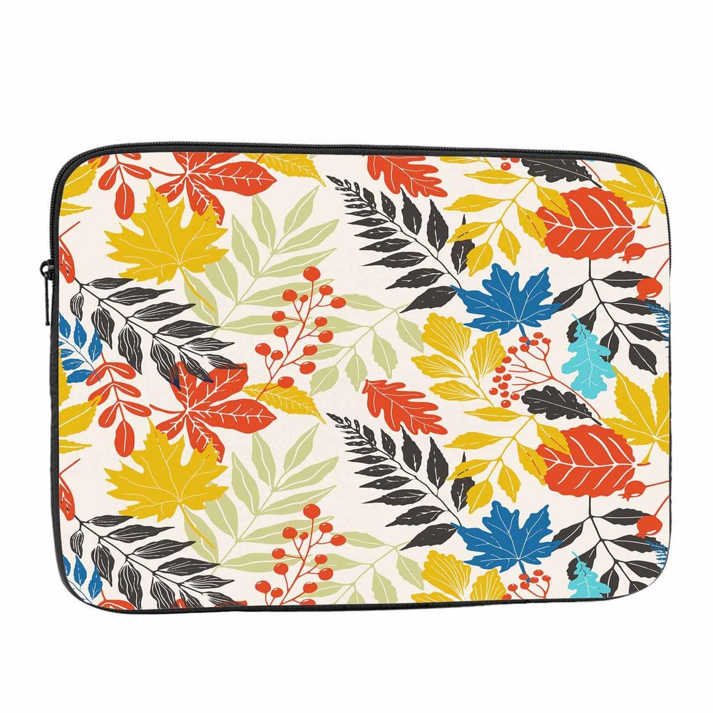Nicokee Laptop Sleeve, 15.4-Inch, Autumn Leaves, Yellow and Multicolor