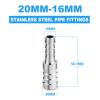 ERGAOBOY 5-Pack 304 Stainless Steel Hose Barb Reducers, 20 mm to 16 mm, with Clamps view 2