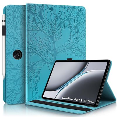 Succtopy Case for OnePlus Pad 2 (2024) 12.1-inch, PU Leather with Pen Holder, Blue