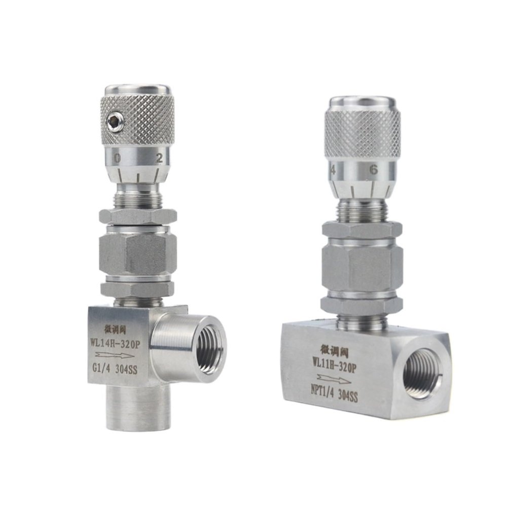 PHNOITPQ G 1/8", 1/4", 3/8", NPT 1/2" 304 Stainless Steel Needle Valve, Micro-Dosing Flow Control Valve for Water and Gas (G Thread, Standard Precision, Straight, 1/8 Inch)