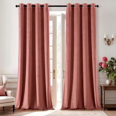 ANRODUO Velvet Blackout Curtains, 239 cm Long, Thermal Insulated, Noise-Reducing, 2-Piece Set