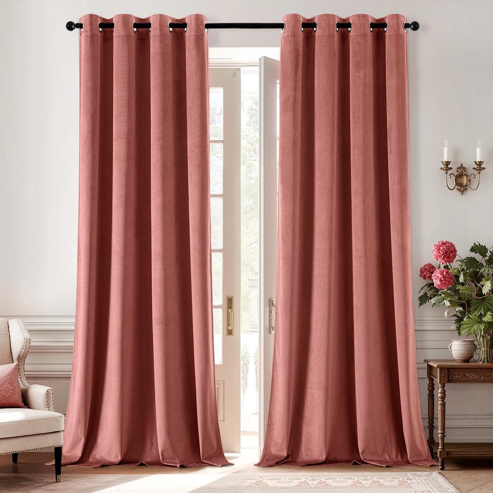 ANRODUO Velvet Blackout Curtains, 239 cm Long, Thermal Insulated, Noise-Reducing, 2-Piece Set