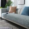 QIAQ Soft Velvet Sofa Cover, Washable, Universal Non-Slip Cover for Sectional Sofa, Gray-Green, 110 x 210 cm view 1