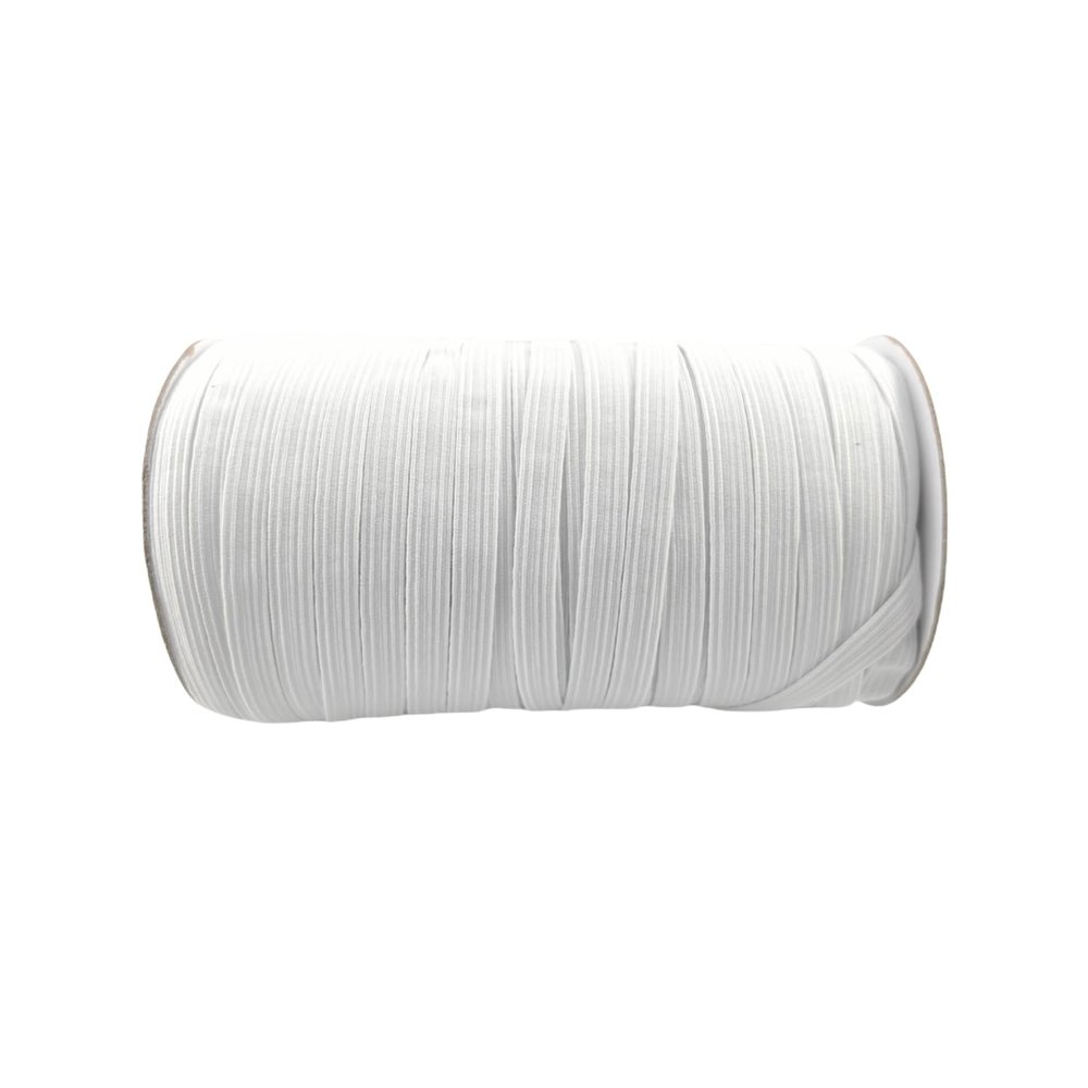 Elastic Ribbed Cord, White, 91.4 m, 8 mm
