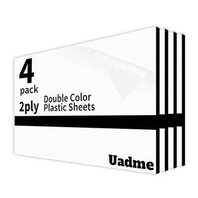 Uadme Laser Engraving Plates, 30 x 20 cm ABS Plastic Sheets, 4-Pack Personalized A4 Signs, for Engraving Artwork, Yard Signs and DIY Crafts, Black on White
