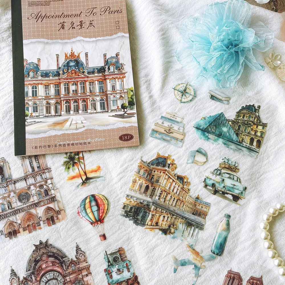 Ta Merry Paris Attractions Scrapbook Sticker Set, 18 Sheets