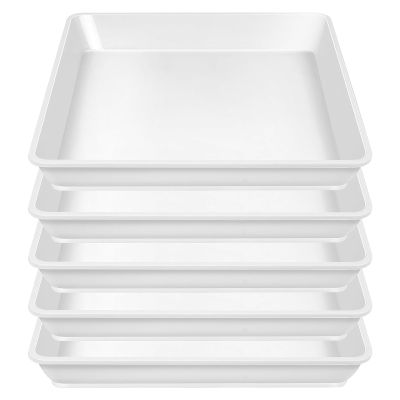 CUSROS Square Plant Saucers, Plastic Drip Trays for Indoor and Outdoor Use, White, 25.4 cm, 5-Pack