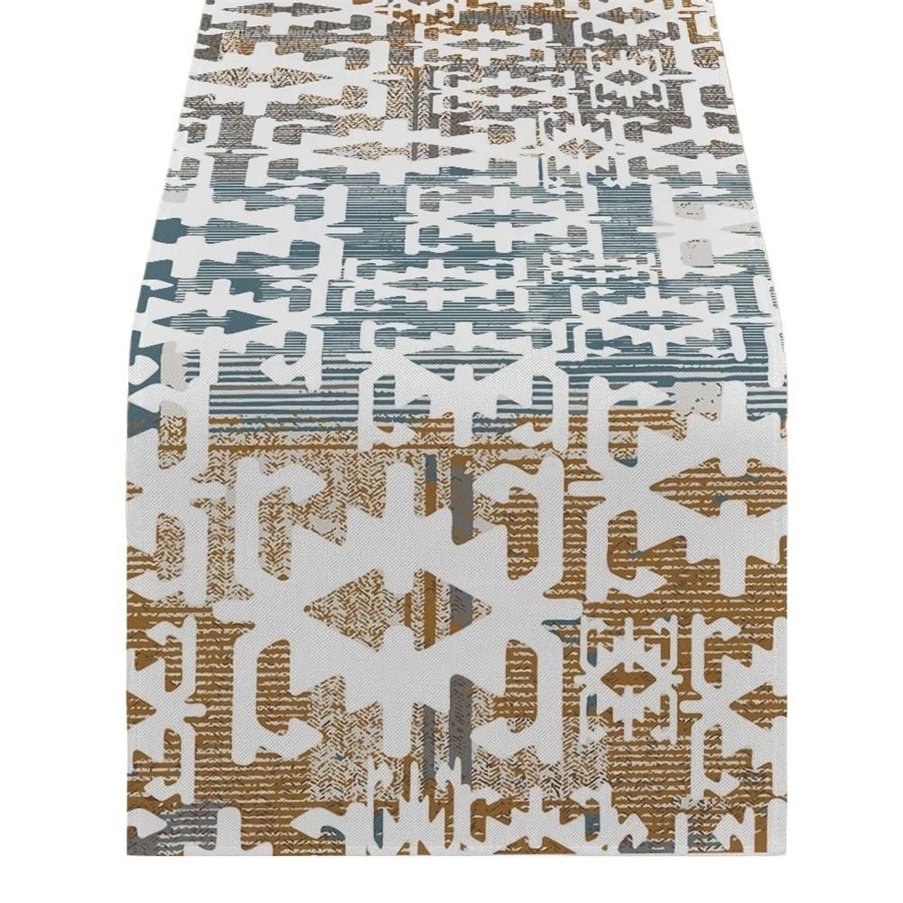 Modern Spring Floral Grid Table Runner, 150 × 33 cm