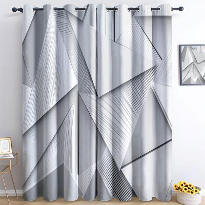 CozyRest Gray Triangle Blackout Curtains, 230 x 117 cm, Set of 2 Panels
