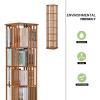 Rotating Bookshelf, 5/6 Tiers, 360-Degree Display, Solid Wood, Freestanding, Brown view 3