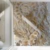 YLLMNOBM 3D Pink Peacock Clock Relief Wall Mural, Self-Adhesive PVC Wallpaper view 1
