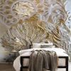 YLLMNOBM 3D Pink Peacock Clock Relief Wall Mural, Self-Adhesive PVC Wallpaper view 4