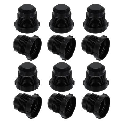PATIKIL 3/4" Plastic Threaded Plugs, 12-Pack, 17/16-14 UNF Male Thread, 45° SAE Flare Pipe Fitting Valve Caps for AC Pipes, Gas Lines and Hydraulics, Black