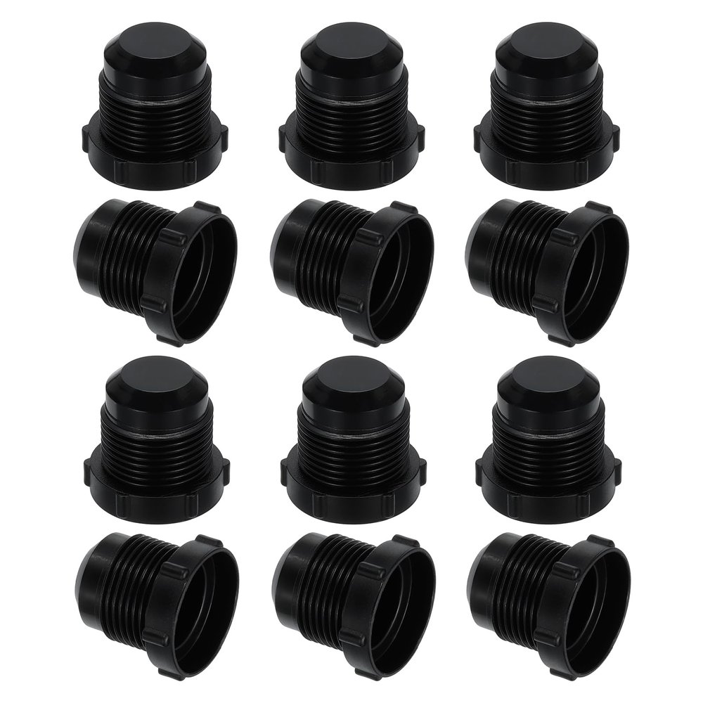 PATIKIL 3/4" Plastic Threaded Plugs, 12-Pack, 17/16-14 UNF Male Thread, 45° SAE Flare Pipe Fitting Valve Caps for AC Pipes, Gas Lines and Hydraulics, Black
