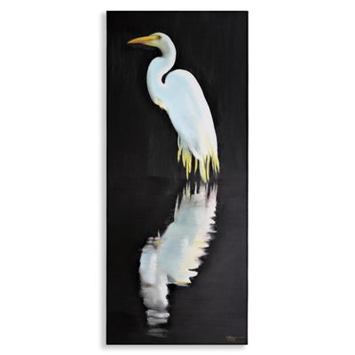 Stupell Industries D. Rust Canvas Wall Art, Dark Egret Reflection