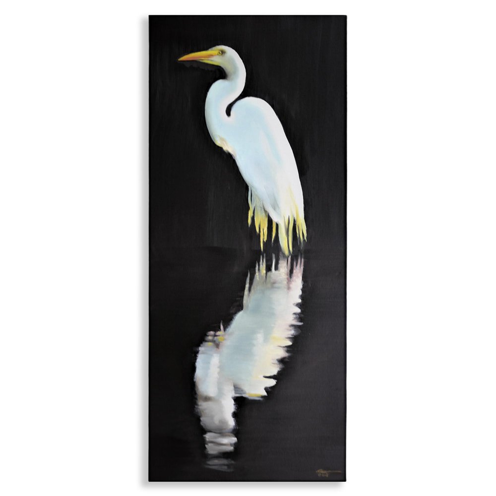 Stupell Industries D. Rust Canvas Wall Art, Dark Egret Reflection