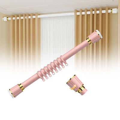 ZDHFFFUK Adjustable Tension Shower Curtain Rod, Pink, 0.50–0.75 m