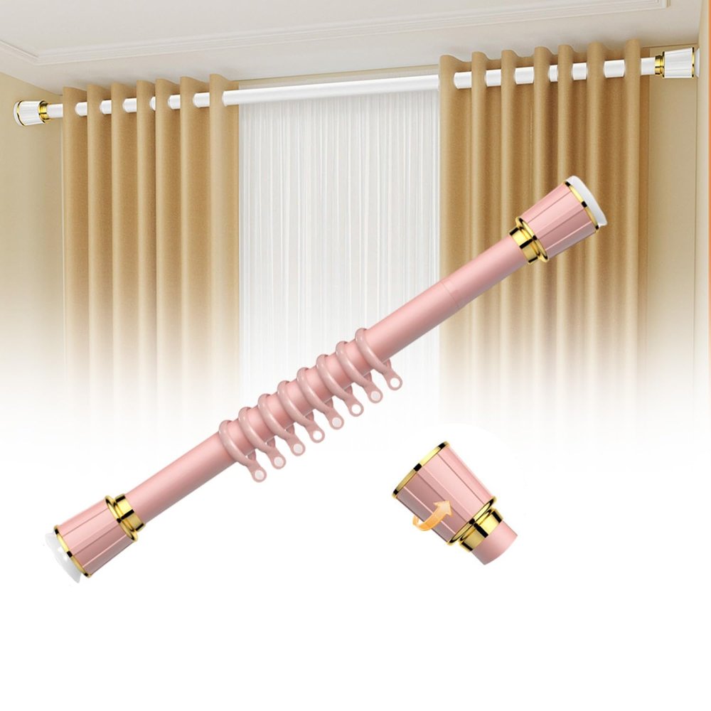 ZDHFFFUK Adjustable Tension Shower Curtain Rod, Pink, 0.50–0.75 m