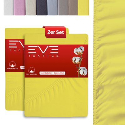 EVE Textile Fitted Sheet 2-Pack, 60 x 120 cm, Yellow, Jersey, for Cribs & Baby Beds