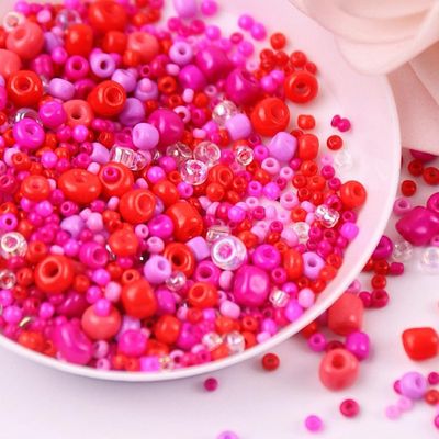 Anevous 1,500-Piece Glass Rice Bead Set, 1.5–4 mm Loose Beads for DIY Jewelry Making, Red