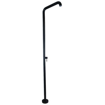 Outdoor Ground Shower with Swivel Joint and Adjustable Rain Shower Head, Black