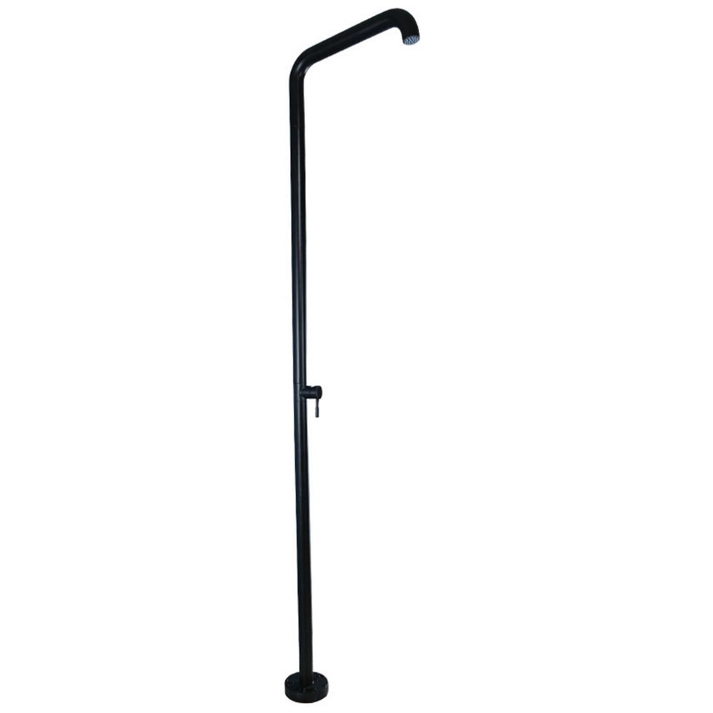 Outdoor Ground Shower with Swivel Joint and Adjustable Rain Shower Head, Black