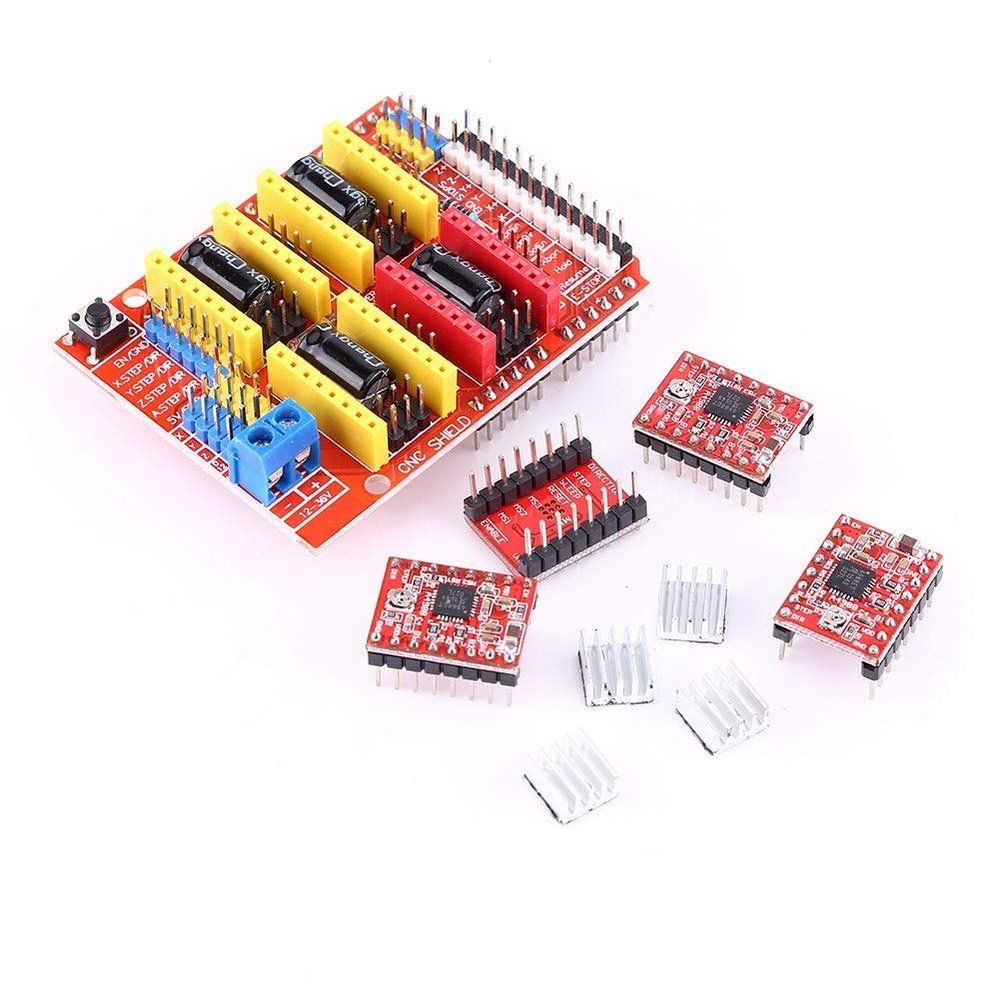 A4988 Stepper Motor Driver and CNC Expansion Board for GRBL 0.8, with 4 Heatsinks