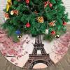 30 in White Plush Paris Eiffel Christmas Tree Skirt view 2