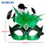 MYSEUNI Green Masquerade Masks for Women with Feathers, Mardi Gras Masks for Women, Venetian Masks for Halloween and Prom view 4