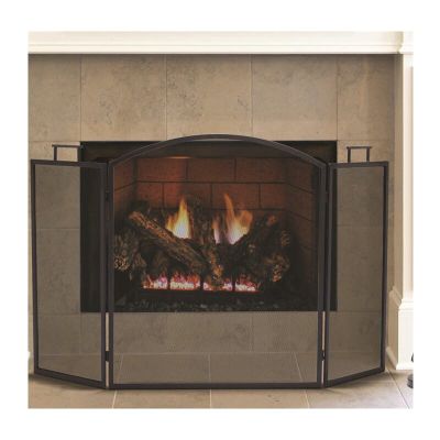 3-Panel Metal Fireplace Spark Guard with Handles