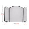 3-Panel Metal Fireplace Spark Guard with Handles view 2