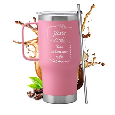 Maverton Pink 600 ml Tumbler with Handle and Lid