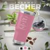 Maverton Pink 600 ml Tumbler with Handle and Lid view 2