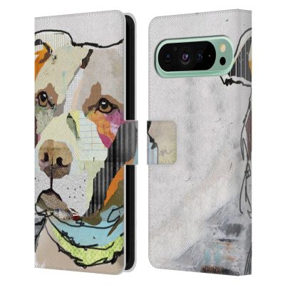 Head Case Designs Official Michel Keck Pit Bull Dogs 3 Leather Wallet Case for Google Pixel 9 Pro XL