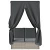 Homgoday Double Sun Lounger with Canopy and Curtains, Adjustable Backrest, Light Gray Poly Rattan view 4
