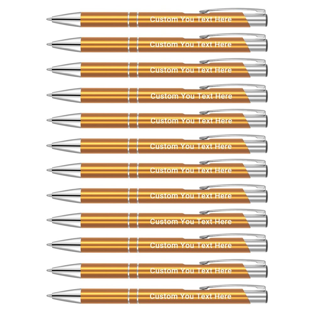 Zoonnis 12-Piece Personalized Retractable Ballpoint Pens, Custom Engraved with Name or Text, Black Ink